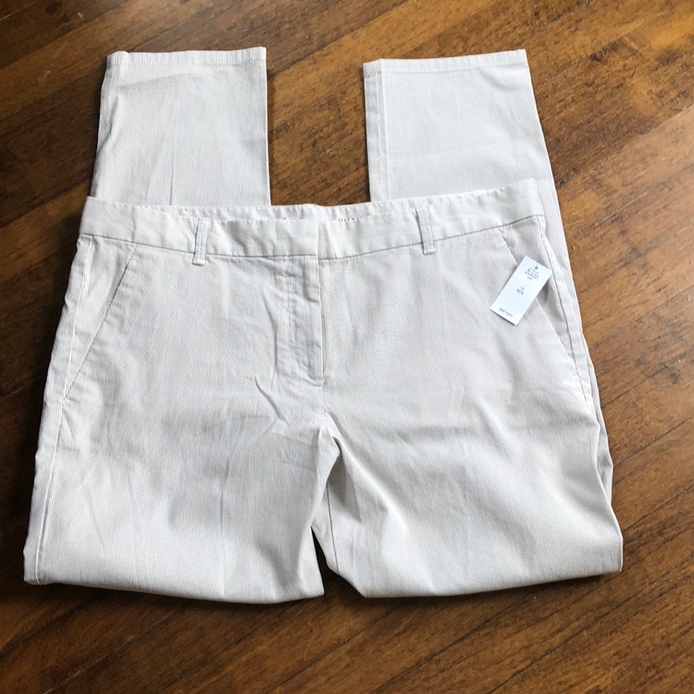 GAP Skinny Crop Gray and White Pinstriped Khakis Size 12